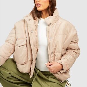 boohoo Tall Cropped Puffer Jacket
